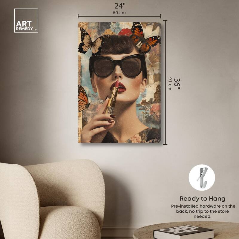 Iconic Lady Butterfly Collage II Canvas by Art Remedy, Gallery Wrapped