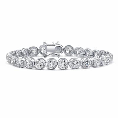 14.55Ct TW Round-Cut Diamond Tennis Bracelet 7" White Gold Lab Grown