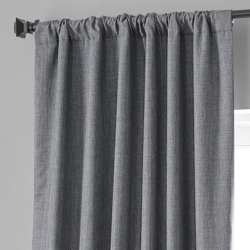 Exclusive Fabrics Faux Linen 100% Blackout Curtains Heat and Light Blocking - (1 Panel)