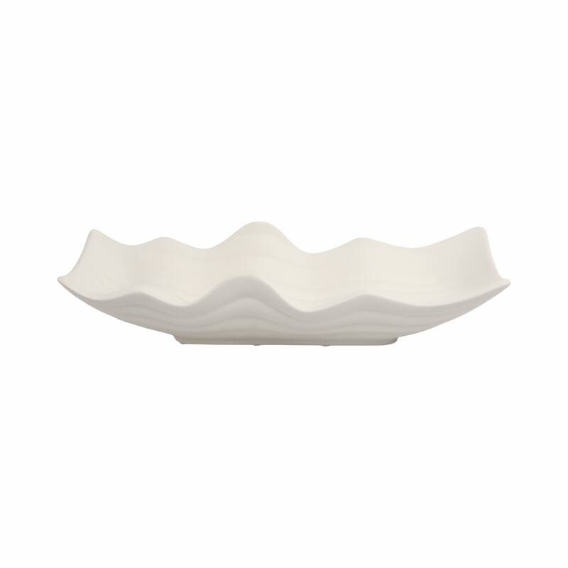 Wavy Porcelain Oversized Decorative Tray - Ivory, 20" - 20.0"