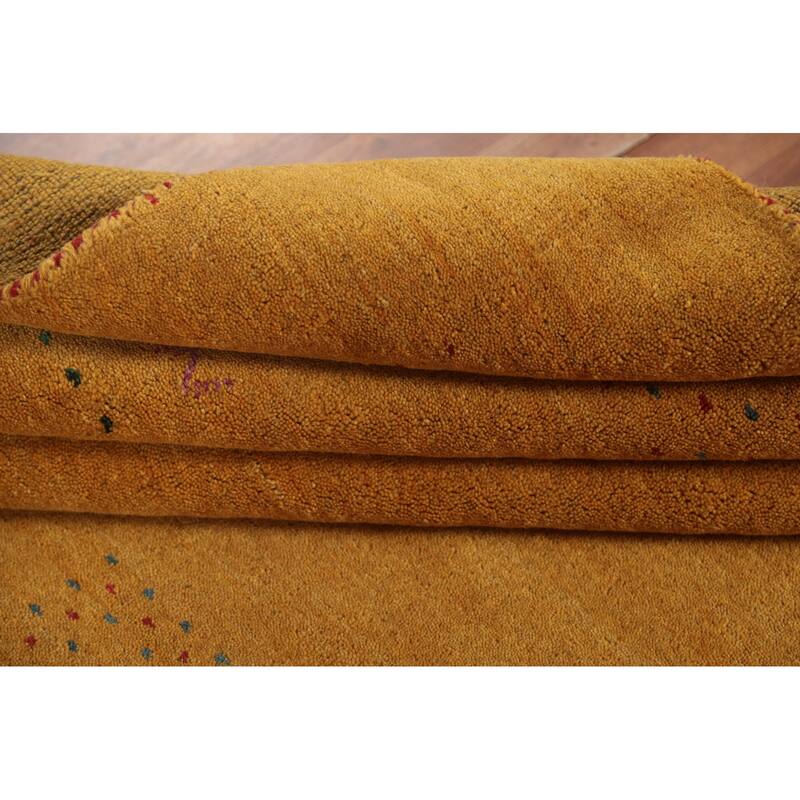 Gold Yellow Gabbeh Indian Area Rug Handmade Wool Carpet - 8'0"x 9'7"