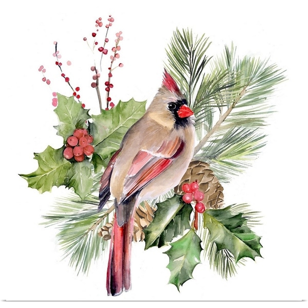 "Cardinal Holly Christmas II" Poster Print