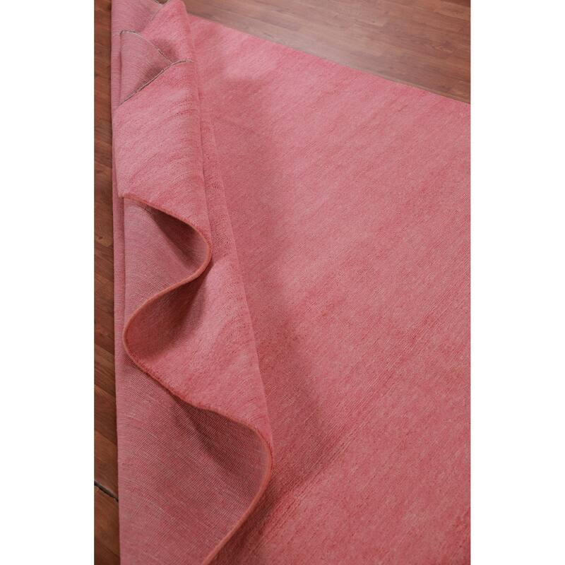 Hand Knotted Oriental 100% Wool Carpet Modern Solid Pink Gabbeh Area Rug - 8' 11'' X 6' 1''