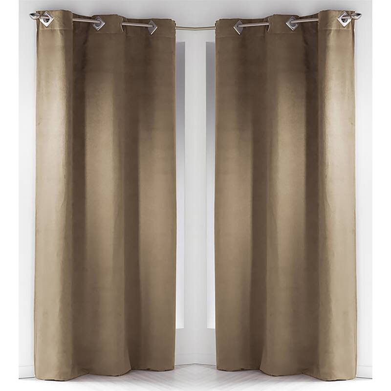 Luxurious Suede Extra Wide Window Curtain Elegant Soft Texture Drapery - 2 Panels - Sand
