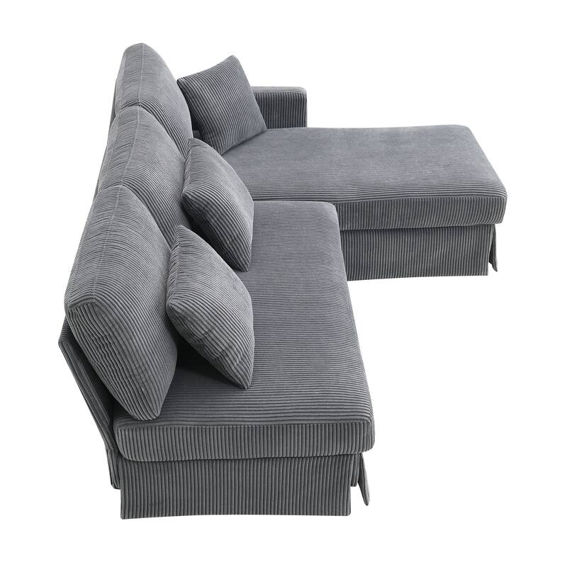 Interchangeable Chaise L-Shaped Sofa with Skirted Design for Living or Guest Rooms