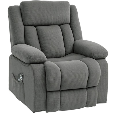 Grey Power Lift Recliner Chair with Massage Lumbar Heating and USB Charging Side Pockets