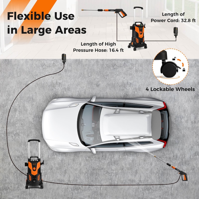 Ironmax Electric Pressure Washer with 4 Nozzles & Soap Bottle Lockable - See Details