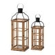 preview thumbnail 10 of 34, Glitzhome Oversized Farmhouse Wooden Metal Cage Candle Holders Patio Hanging Decorative Lanterns (Set of 2)