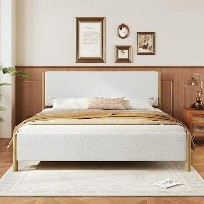 Christopher Knight Home - Elias Modern Boucle Upholstered Bed with Rubberwood Legs