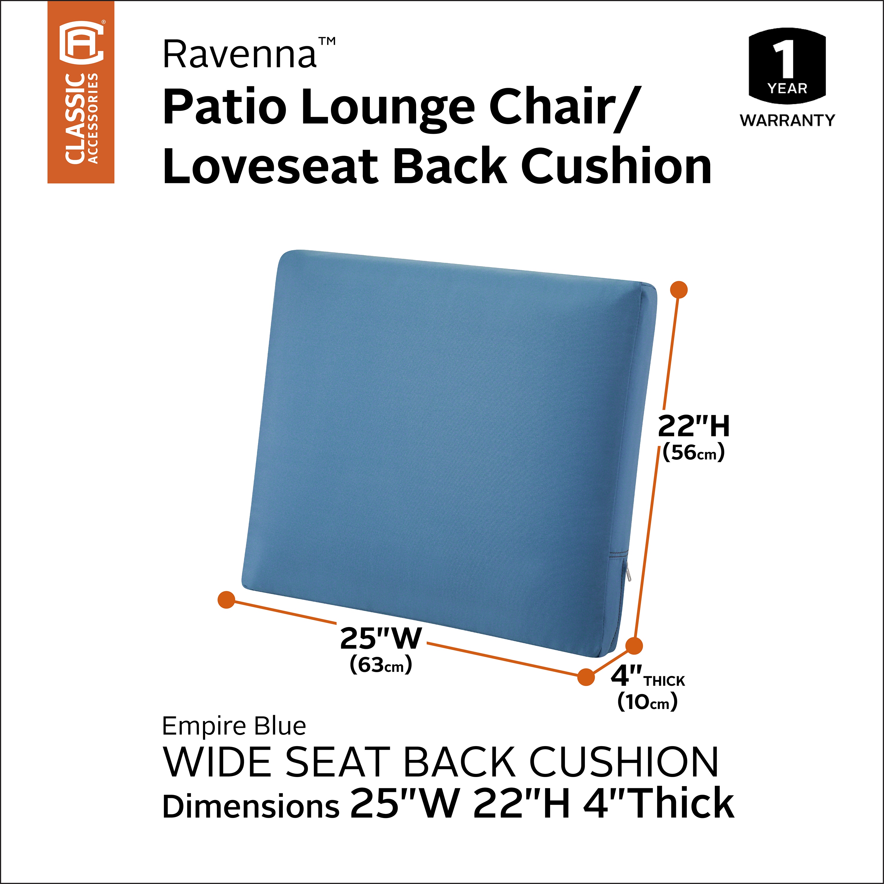 Classic Accessories Ravenna Water Resistant 25 x 22 x 4 Inch Patio