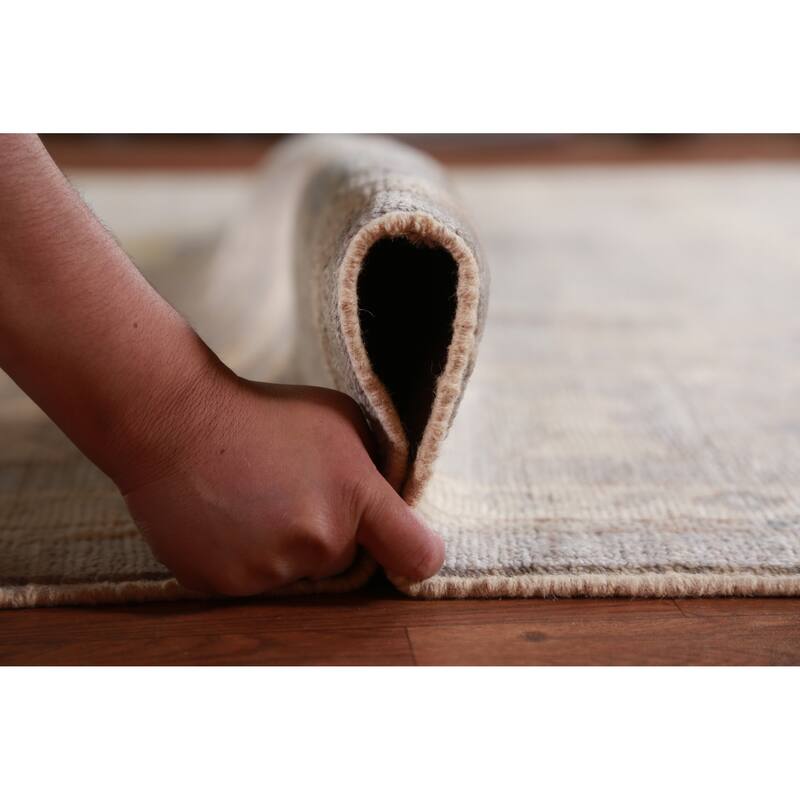 Hand Knotted Oriental 100% Wool Carpet Transitional All-Over Greys & Charcoal Oushak Area Rug - 14' 0'' X 10' 2''