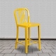 preview thumbnail 15 of 116, 2 Pack 24'' High Metal Indoor-Outdoor Counter Height Stool w/ Vertical Slat Back Yellow