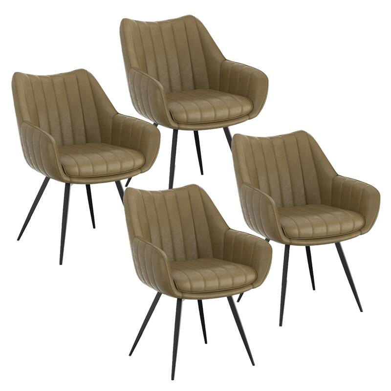 Modern Faux Leather & Metal Swivel Dining & Accent Chair