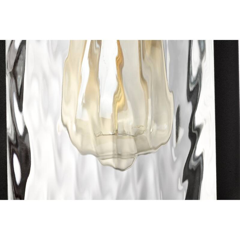 Austen Outdoor Small Wall Light Matte Black Finish Clear Water Glass