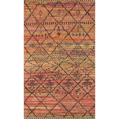 Trellis Moroccan Oriental Area Rug Hand-Knotted Wool Carpet - 5'1" x 9'0"