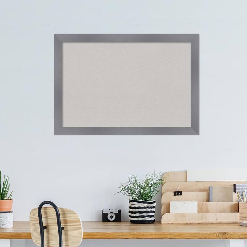 Edwin Grey Wood Framed Grey Corkboard Bulletin Board