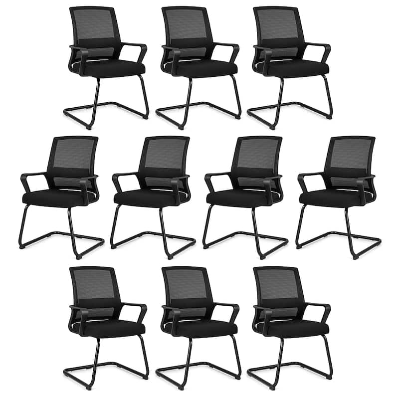 Gymax Office Guest Chair Set of 10 Conference Reception Chair w/ - Black