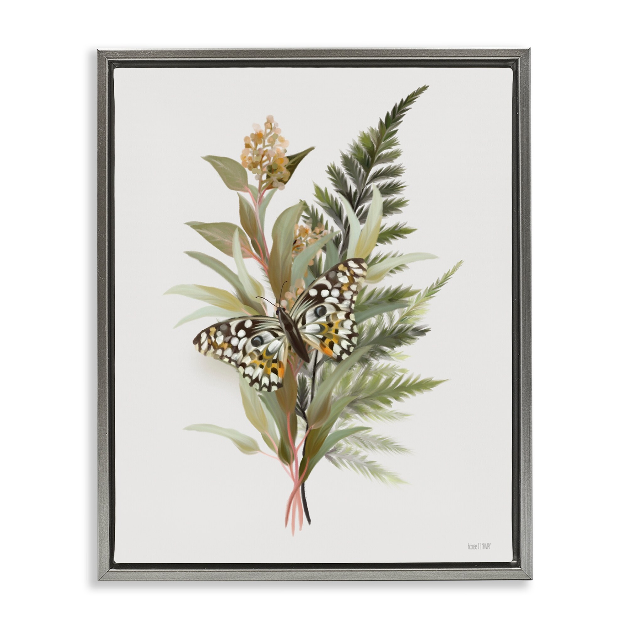 Stupell Butterfly Grove Forest Ferns Framed Floater Canvas Wall Art Design By House Fenway