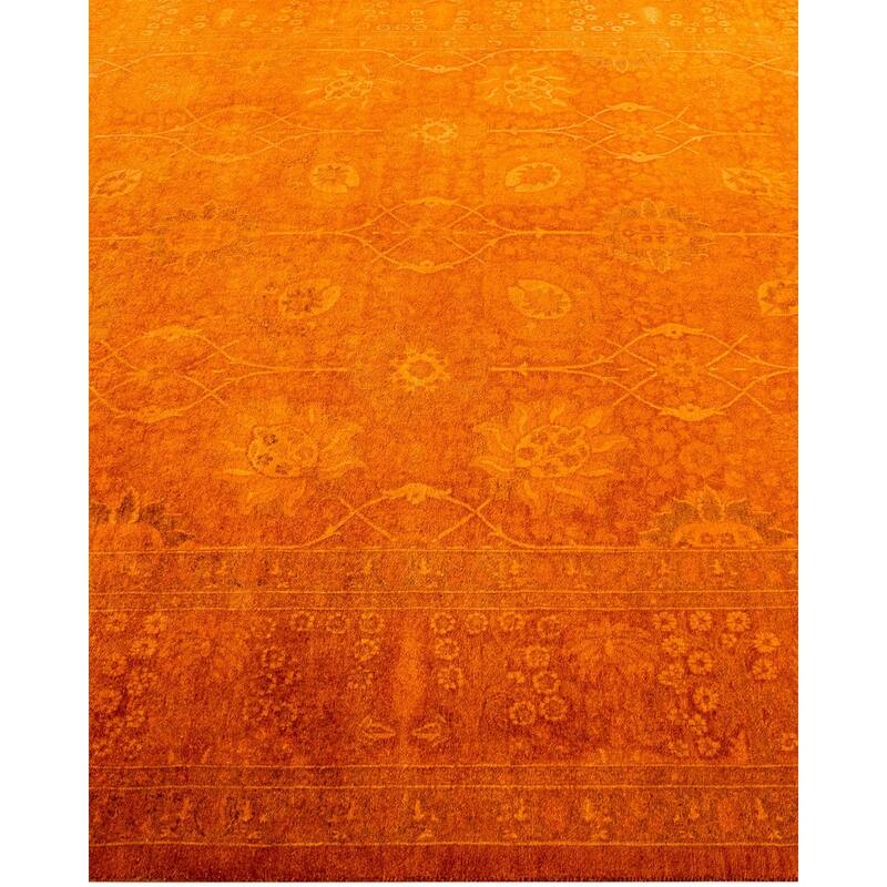 Overdyed, One-of-a-Kind Hand-Knotted Area Rug - Orange - 6' 2" x 9' 0"