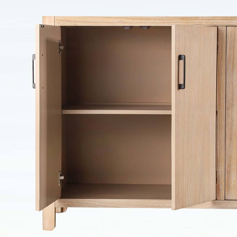 4-Door Cabinet with Smooth Rounded Corners & Refined Metal Handles