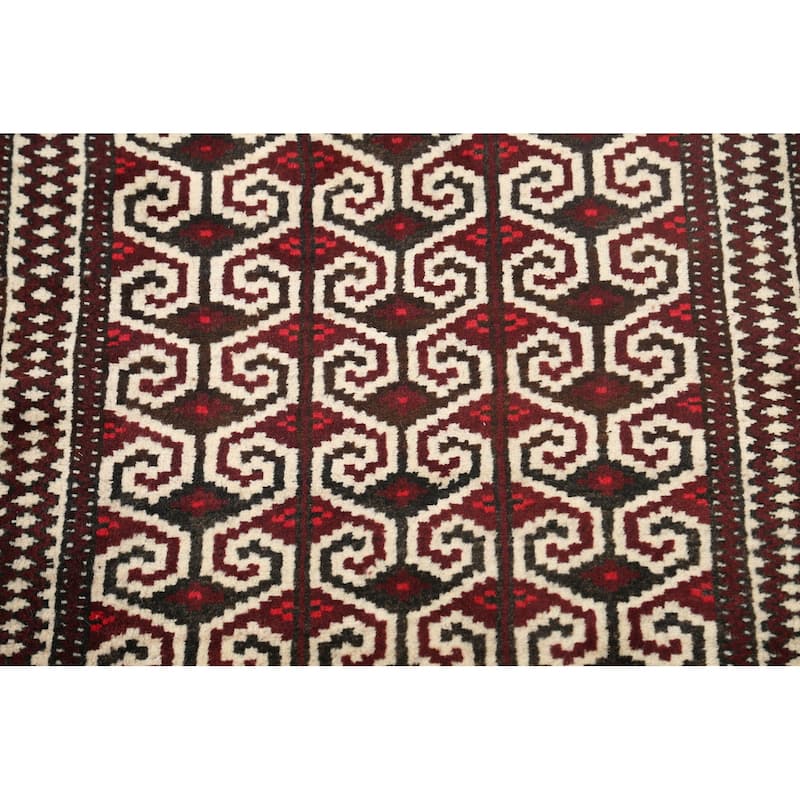 Geometric Persian Balouch Traditional Area Rug Handmade Wool Carpet - 2'8" x 3'8"