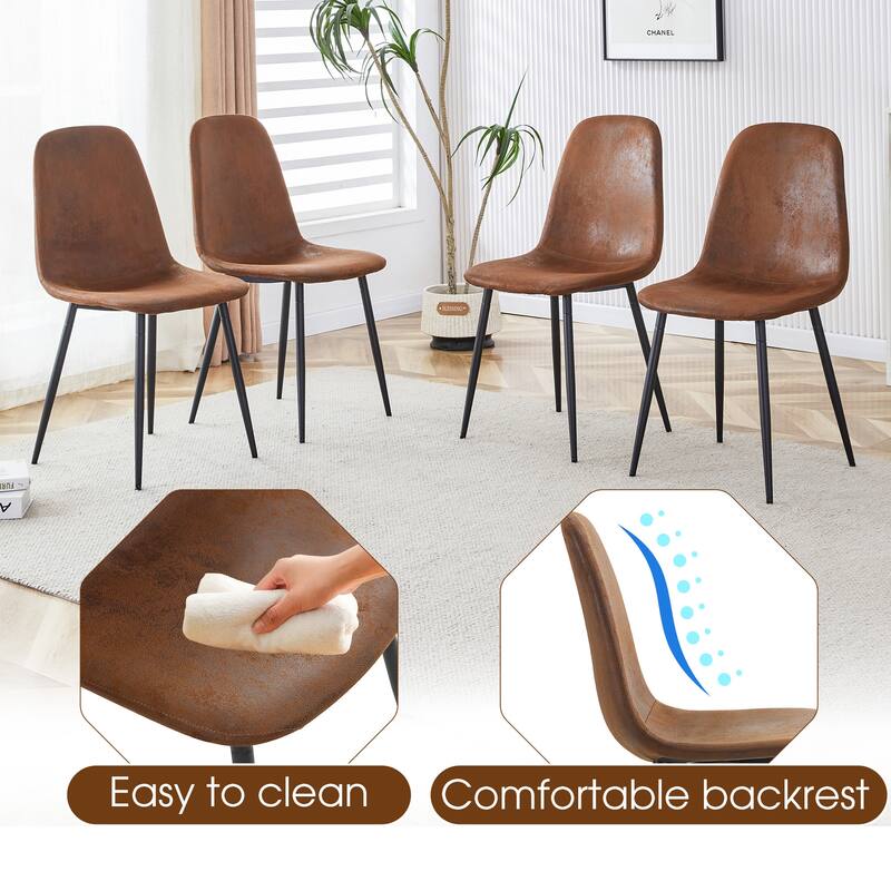 Solid Wood Dining Table Set for 6, 59" Tables with Imitation Rattan Legs And 6 Chairs, 7-Piece Modern Dining Table & Chair Set