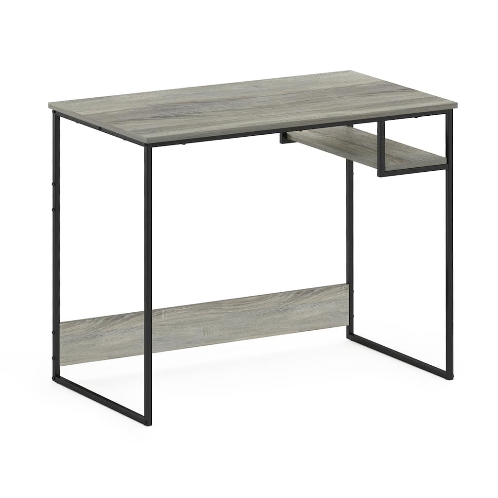 Study Desk - Metal Frame, Wide Tabletop & Shelf - French Oak Gray - Easy Assembly - 35"