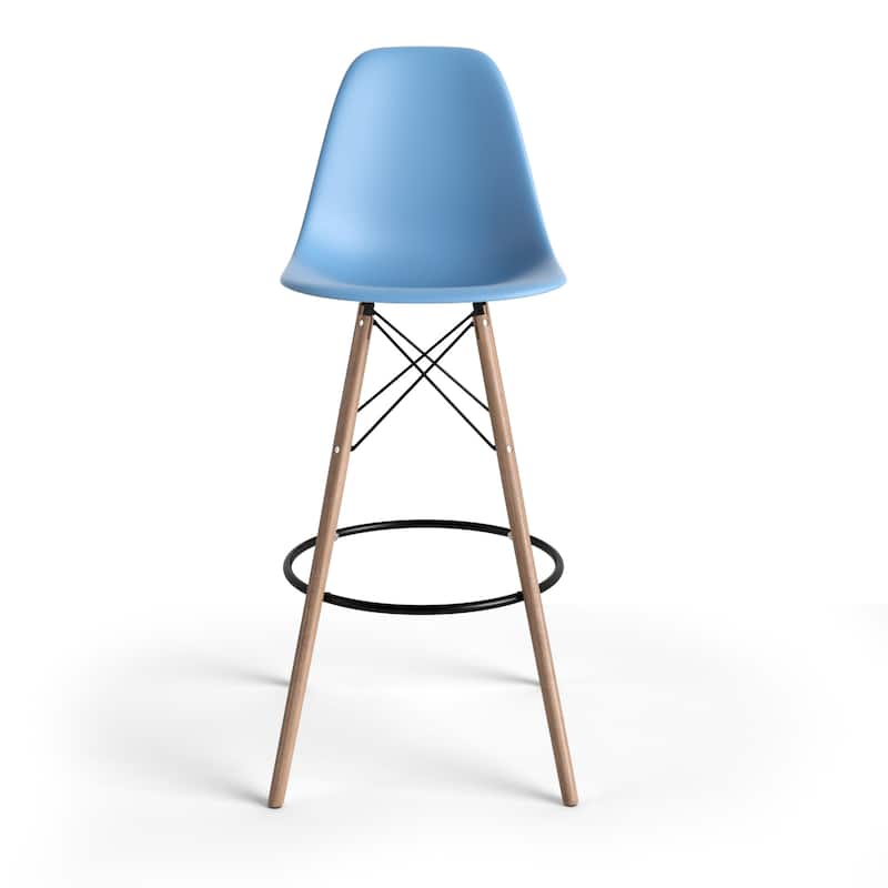 Paris Bar Height Stools (Set of 2) - Blue / Natural Legs