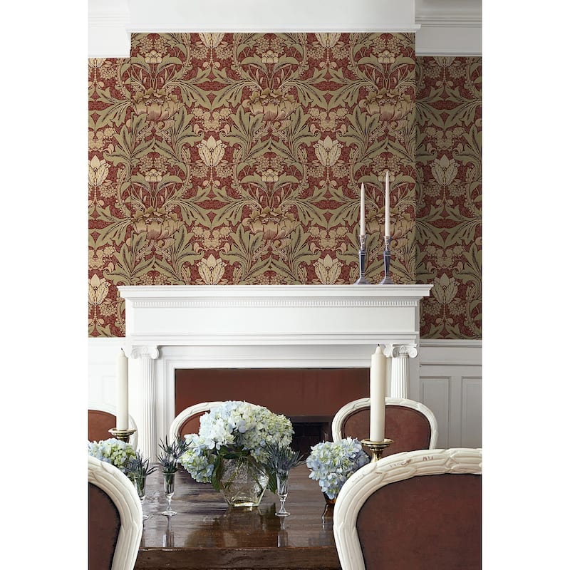 NextWall Acanthus Floral Peel and Stick Wallpaper