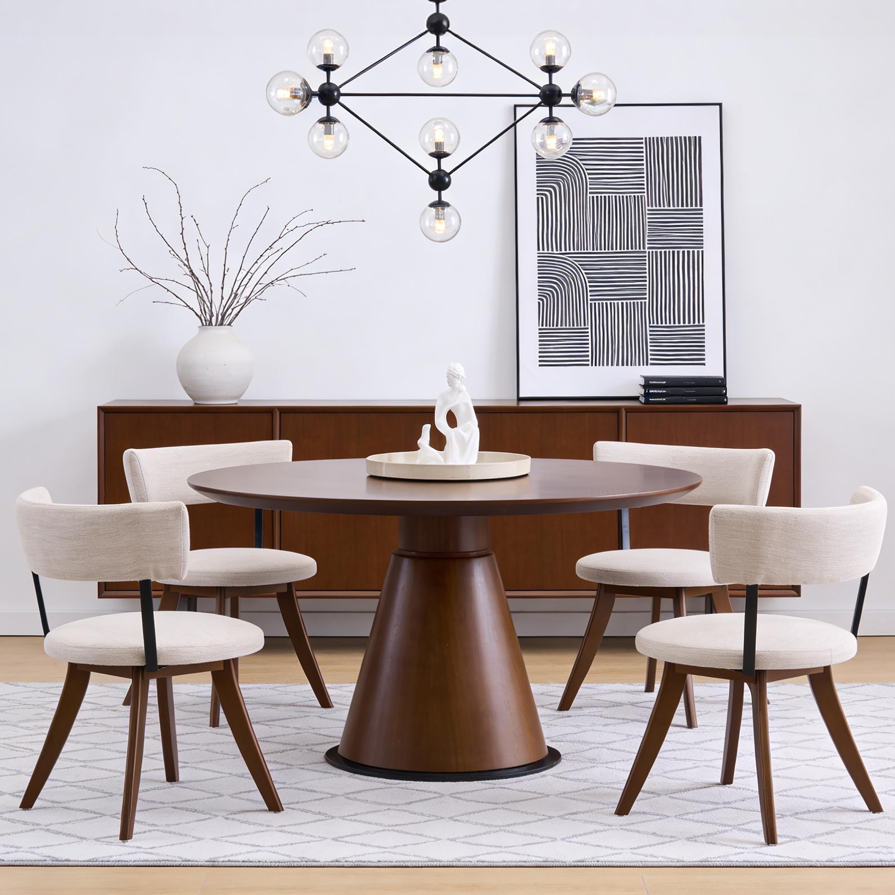 Christopher Knight Home - Modern Upholstered Rubber Wood Dining Chairs with Curved Back