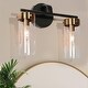 preview thumbnail 5 of 19, Modern Black Gold 1/2/3/4-Light Linear Bathroom Vanity Light Glass Wall Sconce 2-Light