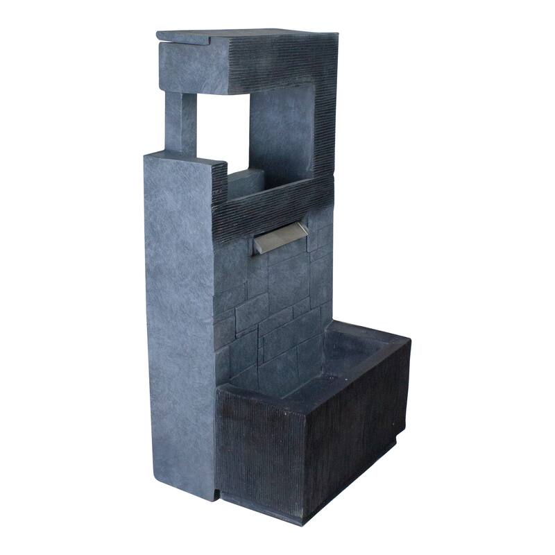 35.5" Black and Gold Modern Outdoor Garden Water Fountain