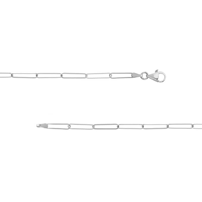 Curata 14k White Gold 3.4mm Paper Clip Chain Necklace (Lobster)