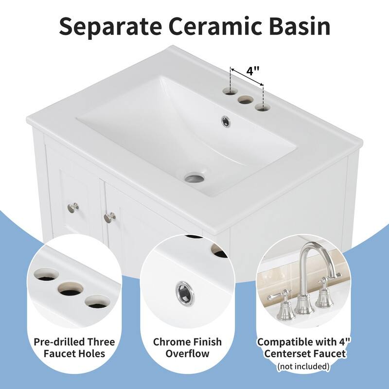 24" Bathroom Vanity with Storage, Adjustable Shelf and Removable Dividers