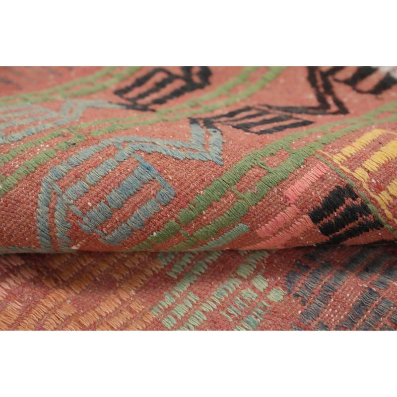 Hand Woven Oriental 100% Wool Carpet Southwestern Tribal Multi-Colored Kilim Area Rug - 10' 3'' X 6' 4''