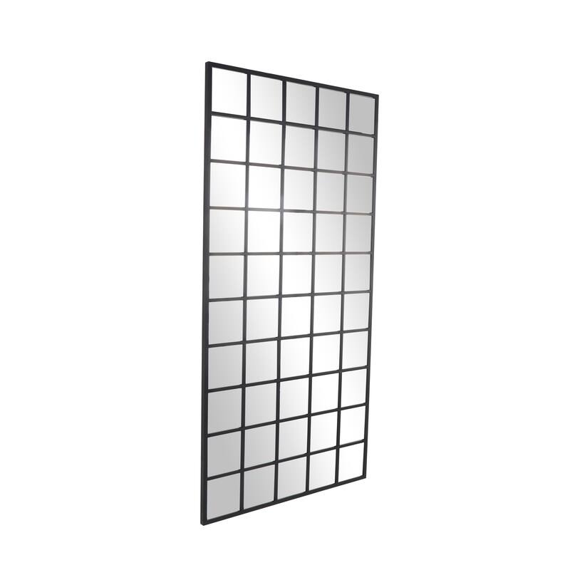 Metal Window Pane Inspired Room Floor Mirror - Black - Roche River Decor
