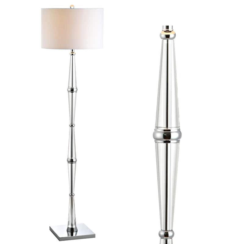 Abigail 60" Crystal LED Floor Lamp, Chrome/Clear by JONATHAN Y - 60" H x 16" W x 16" D