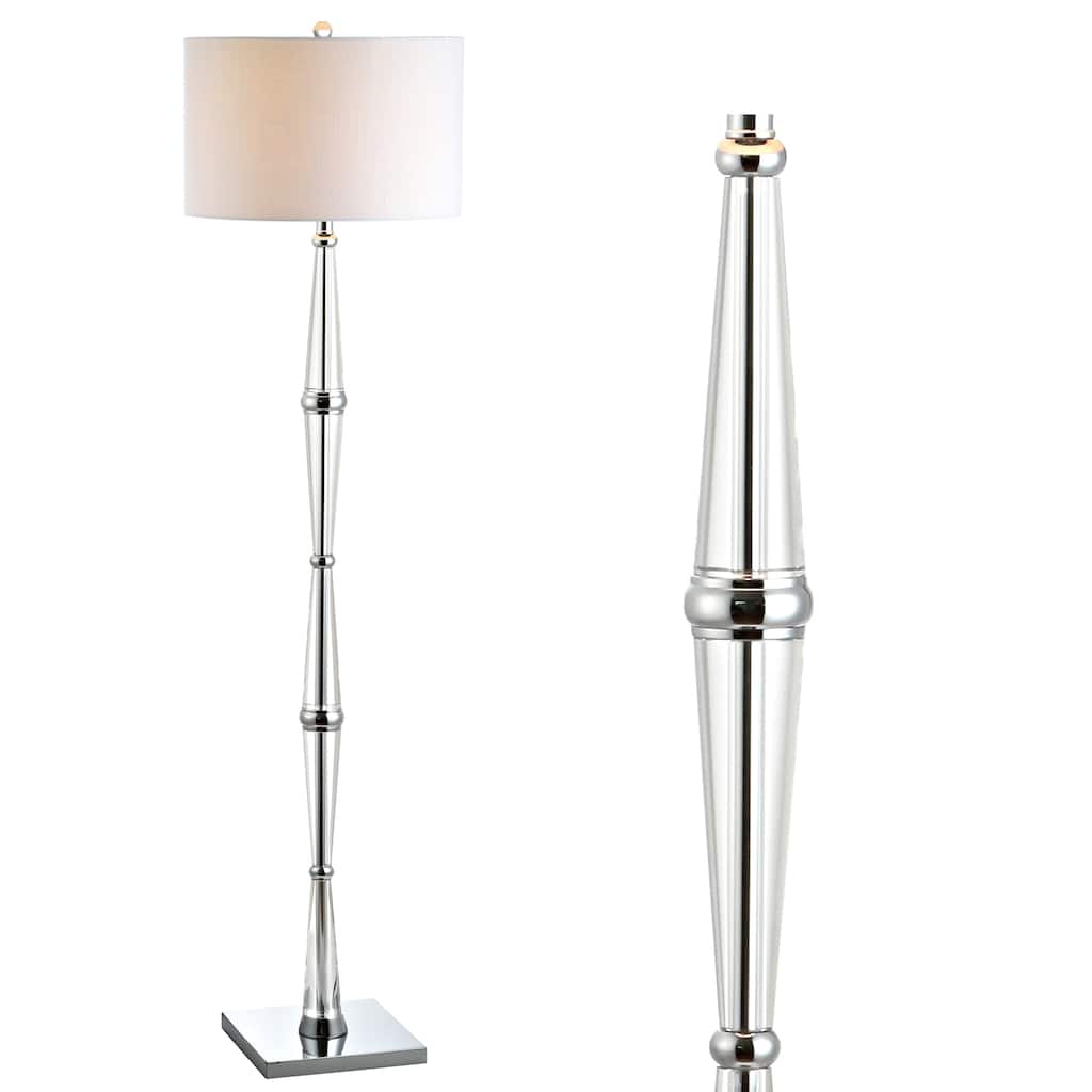 Abigail 60" Crystal LED Floor Lamp, Chrome/Clear by JONATHAN Y - 60" H x 16" W x 16" D
