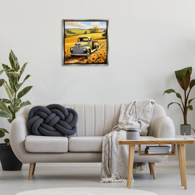 Stupell Truck Through Sunflower Field Framed Floater Canvas Wall Art Design By Heidi Kuntz