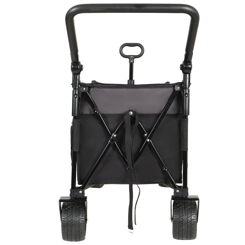 Push-Pull Folding Wagon Cart w/ Rotating Handle,360°All-Terrain Wheels