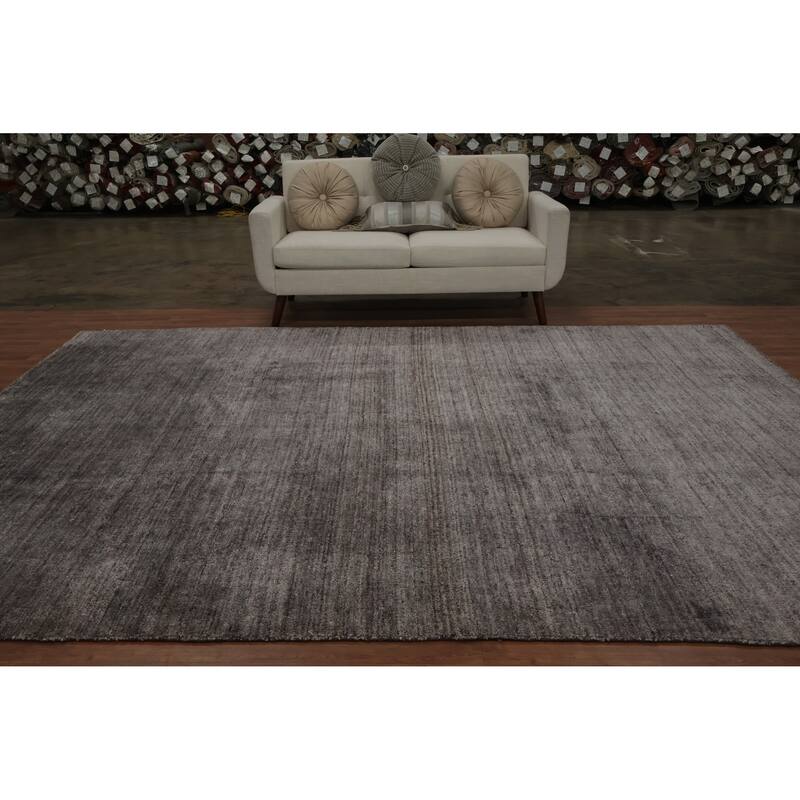 Hand Knotted Oriental 100% Wool Carpet Tribal Contemporary Greys & Charcoal Gabbeh Area Rug - 11' 3'' X 8' 5''