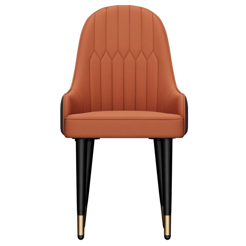 Set of 2 Modern Microfiber Silicone Leather Upholstered Dining Chairs, Metal Legs - 20.5x19.3x35.5 inch