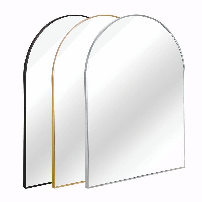 30x40 Inch Metal Framed Arched Bathroom Mirror for Wall