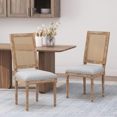 Set of 2 French Dining Chair Dining Table Chair Rattan Accent Chairs