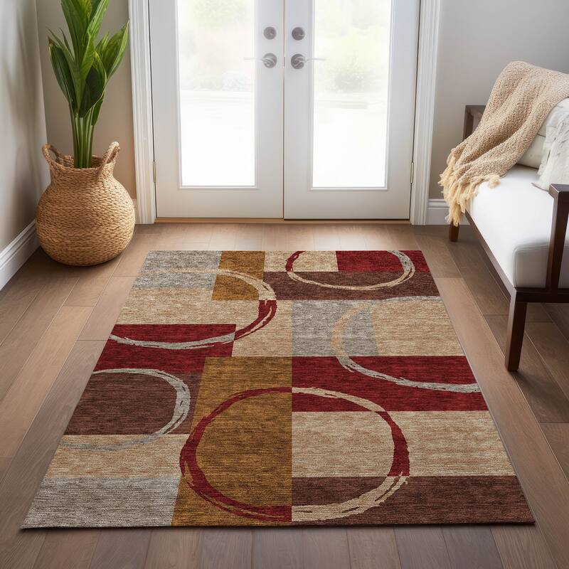 Machine Washable Indoor/ Outdoor Contemporary Chantille Rug