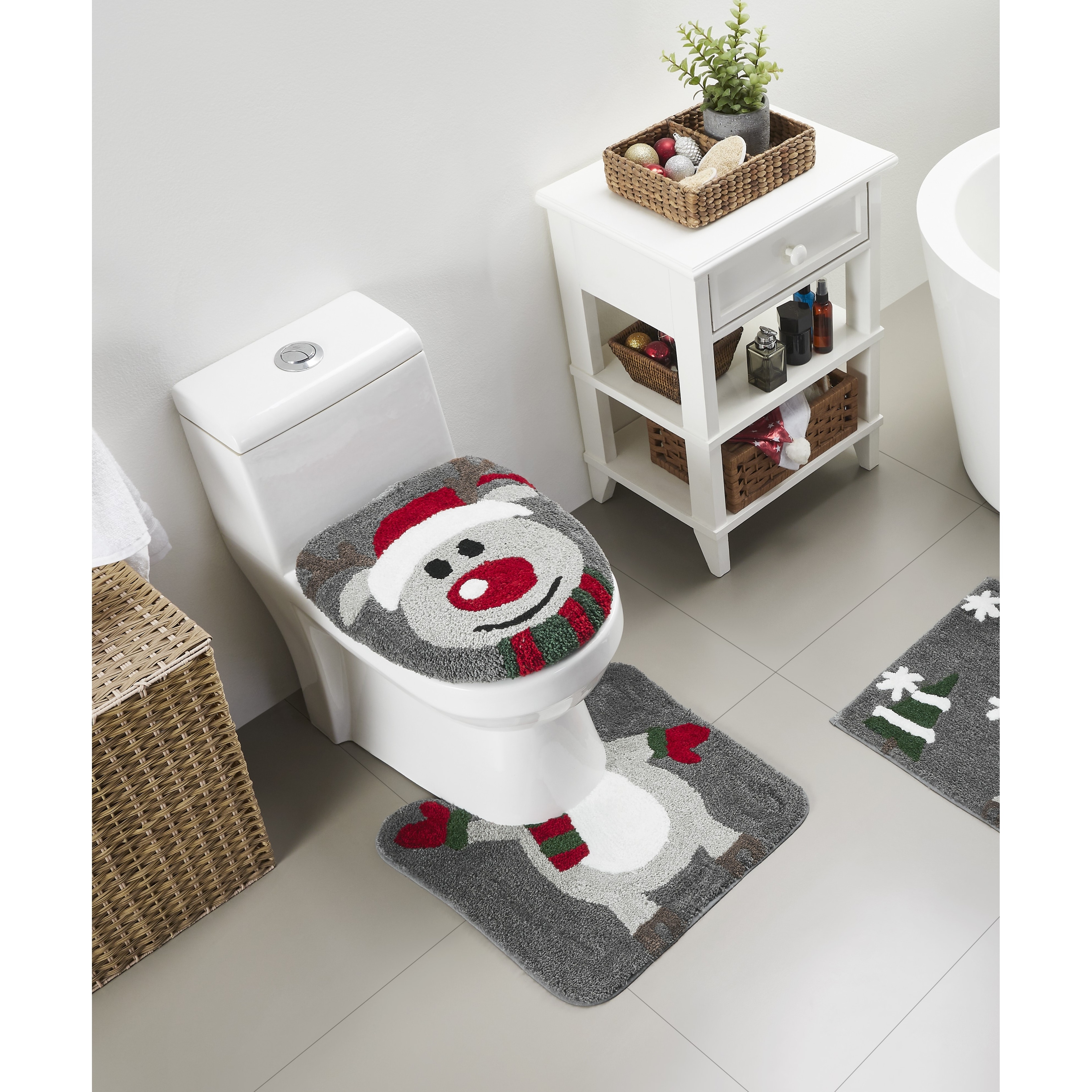 Christmas Reindeer Bath Rug Set