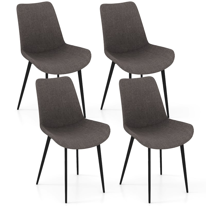 Gymax Dining Chair Set of 4 w/ Metal Legs Padded Seats & Backs for - Grey - Set of 4