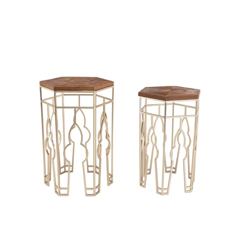 Boraam Genevieve Gold and Natural Nesting Tables