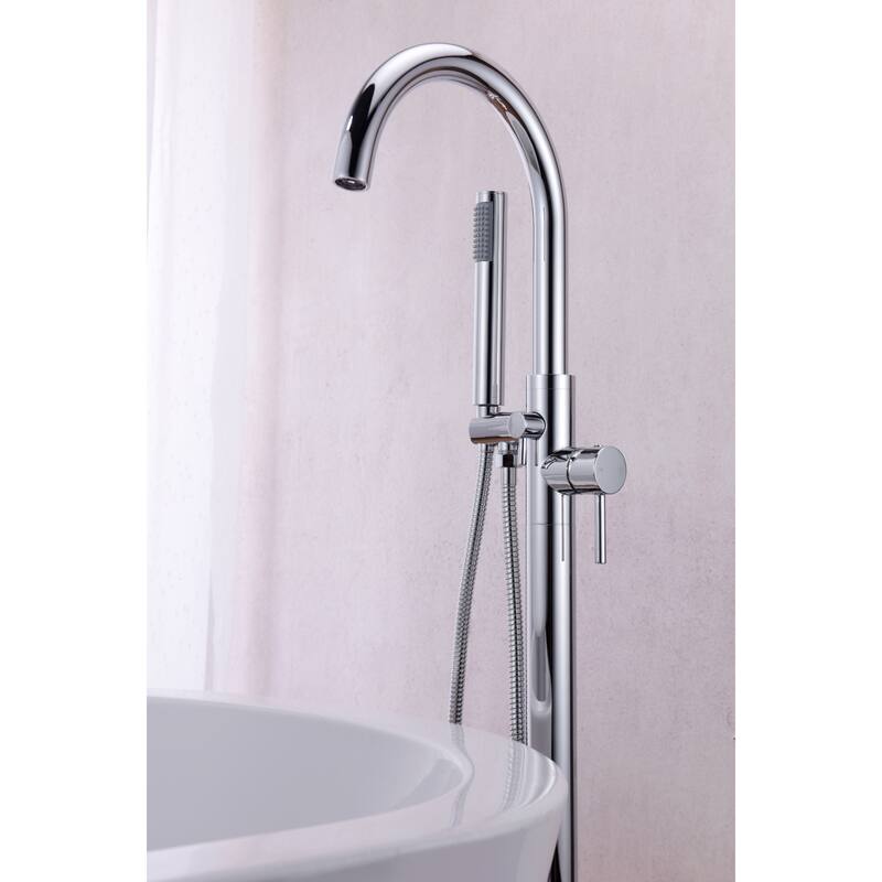 ANZZI Coral 2-Handle Freestanding Claw Foot Tub Faucet with Hand Shower in Matte Black