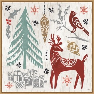 Woodcut Christmas V by Daphne Brissonnet Framed Canvas Wall Art